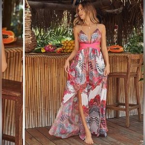 Vici Serendipity Printed Cutout Maxi Dress